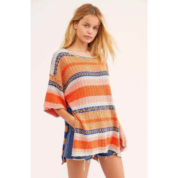 Free People HIDDEN LOVE Oversized Chucky Stripe Tunic Sweater Size S NWOT $148 - Picture 5 of 10